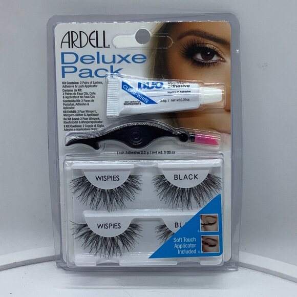 Ardell Deluxe Pack Wispies False Eyelashes Black With Duo Adhesive & Applicator - Picture 1 of 5